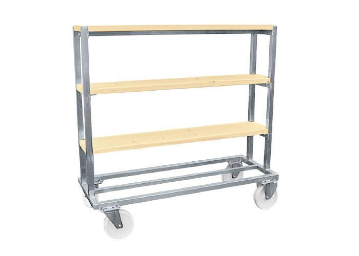 CARRELLI IN ACCIAIO INOX CON PIANI IN LEGNO